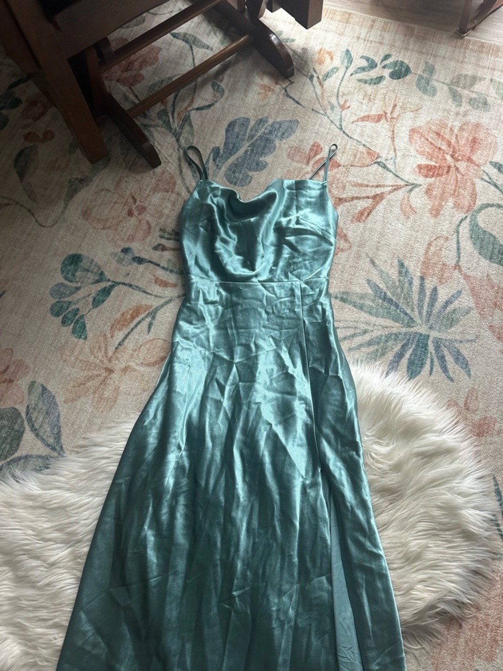 BIRDY GREY Lisa Dress In Shiny Satin Sea Glass - Picture 7 of 9